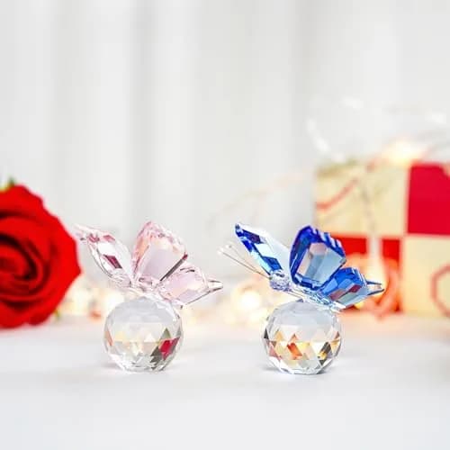 H&D HYALINE & DORA Crystal Butterfly Figurine with Ball Base 5.1 cm (2 in) | Handmade Glass Animal Ornament thumbnail 4