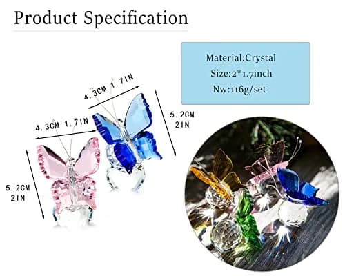 H&D HYALINE & DORA Crystal Butterfly Figurine with Ball Base 5.1 cm (2 in) | Handmade Glass Animal Ornament thumbnail 6
