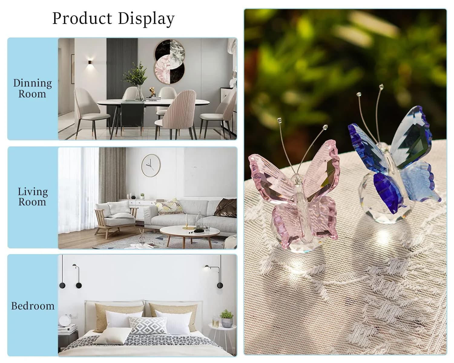 H&D HYALINE & DORA Crystal Butterfly Figurine with Ball Base 5.1 cm (2 in) | Handmade Glass Animal Ornament - view 7