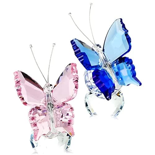 H&D HYALINE & DORA Crystal Butterfly Figurine with Ball Base 5.1 cm (2 in) | Handmade Glass Animal Ornament thumbnail 1