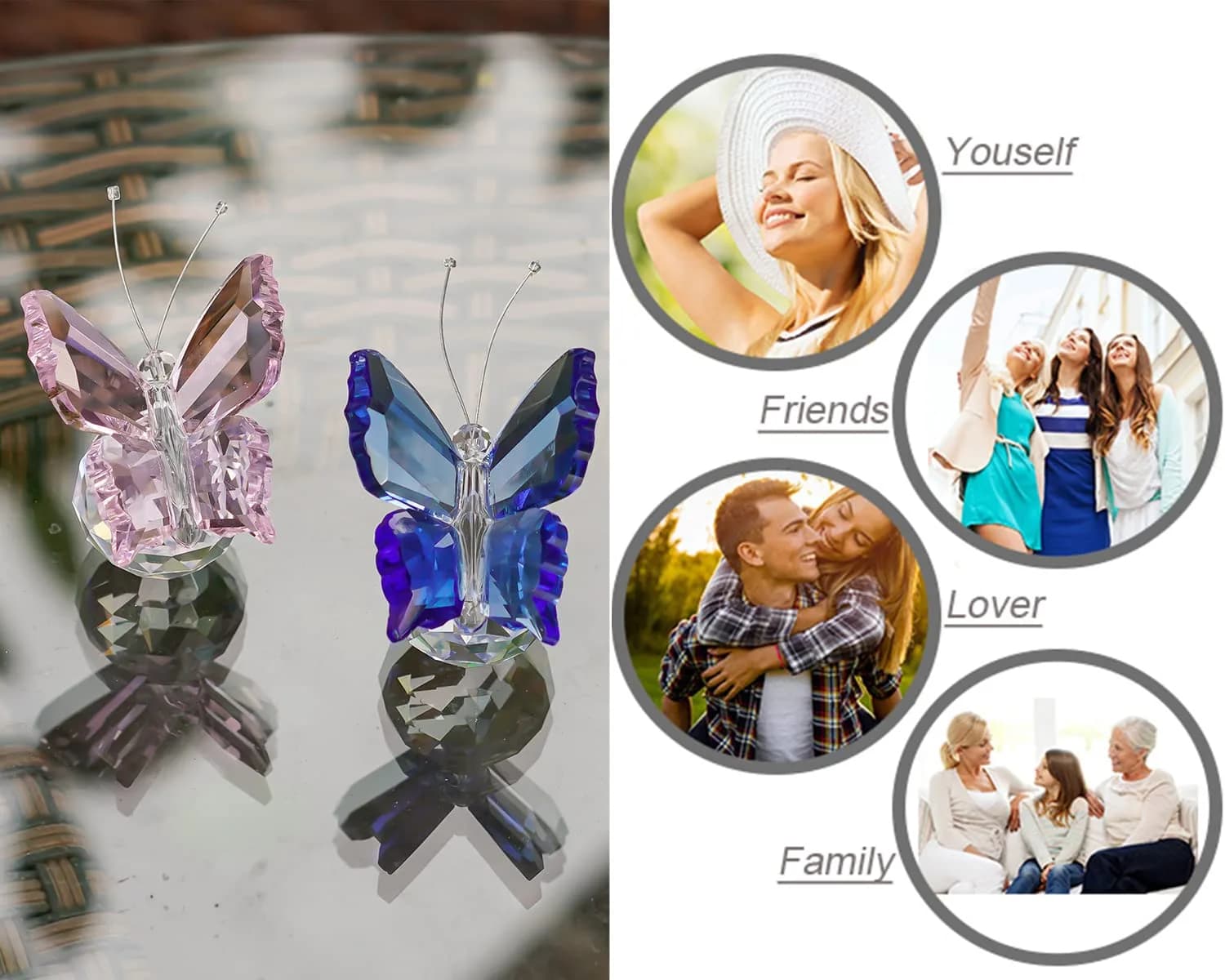 H&D HYALINE & DORA Crystal Butterfly Figurine with Ball Base 5.1 cm (2 in) | Handmade Glass Animal Ornament - view 9