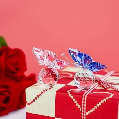 H&D HYALINE & DORA Crystal Butterfly Figurine with Ball Base 5.1 cm (2 in) | Handmade Glass Animal Ornament thumbnail 2