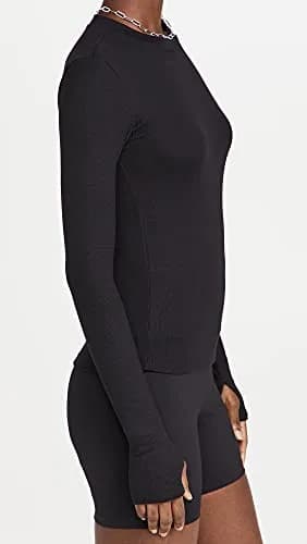 Splits59 Louise Rib Long Sleeve Shirt | Fitted Black Women's Top with Thumbholes (Small) thumbnail 4