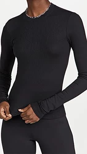 Splits59 Louise Rib Long Sleeve Shirt | Fitted Black Women's Top with Thumbholes (Small) thumbnail 2