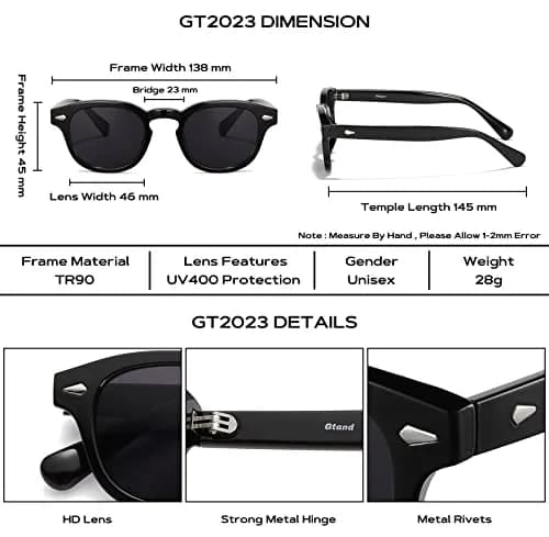 Gtand Unisex Vintage Retro Round Style Tinted Sunglasses 46mm | UV400 Protection & Classic Design thumbnail 5