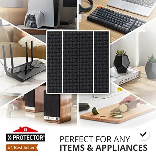 X-Protector Rubber Strip - 8 PC Non Slip Pads - Black Universal Grip Strips | Surface Scratch & Slip Prevention thumbnail 2