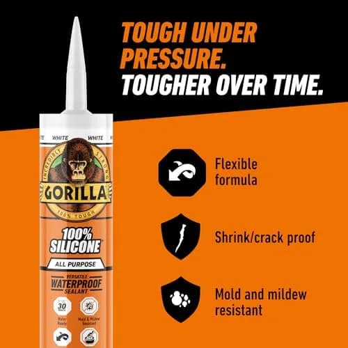 Gorilla 100% Silicone Sealant White 10oz Cartridge (12-Pack) | Waterproof, Mold & Mildew Resistant Sealant thumbnail 7