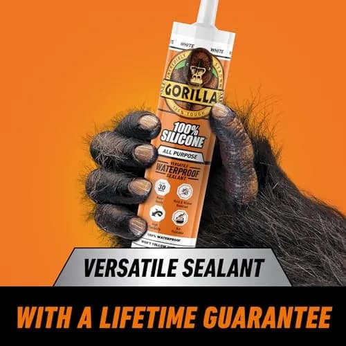 Gorilla 100% Silicone Sealant White 10oz Cartridge (12-Pack) | Waterproof, Mold & Mildew Resistant Sealant thumbnail 2