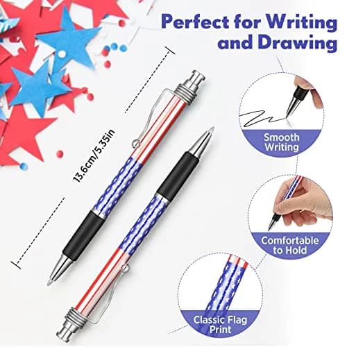 Tenare American Flag Ballpoint Pens - 200 Pcs Bulk Pack | Smooth Writing, Patriotic Theme thumbnail 2