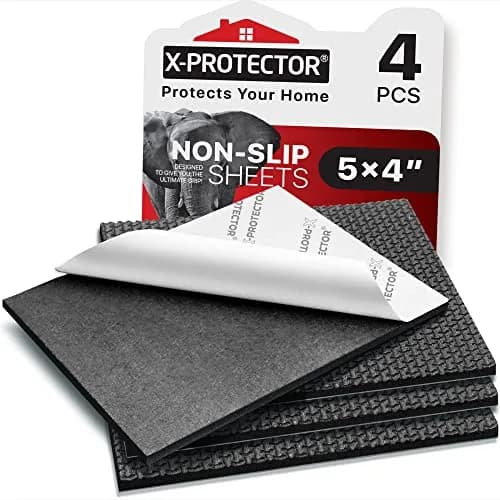 X-Protector Black Rubber Pads 10cm x 12.7cm (4" x 5") | Non-Slip Grips for Furniture, Keyboards, and Appliances thumbnail 1