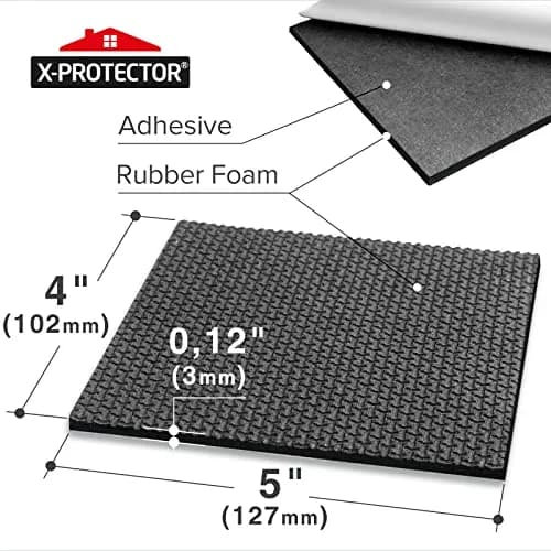 X-Protector Black Rubber Pads 10cm x 12.7cm (4" x 5") | Non-Slip Grips for Furniture, Keyboards, and Appliances thumbnail 4