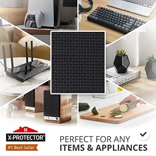 X-Protector Black Rubber Pads 10cm x 12.7cm (4" x 5") | Non-Slip Grips for Furniture, Keyboards, and Appliances thumbnail 2