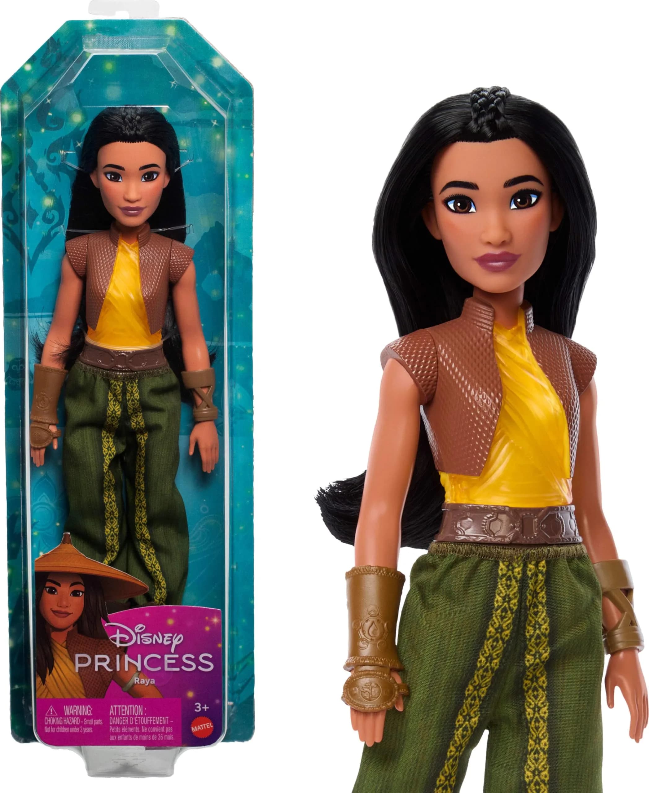 Mattel Disney Princess Raya Fashion Doll in Signature Look | 11 inch, Posable, Signature Outfit, Accessories