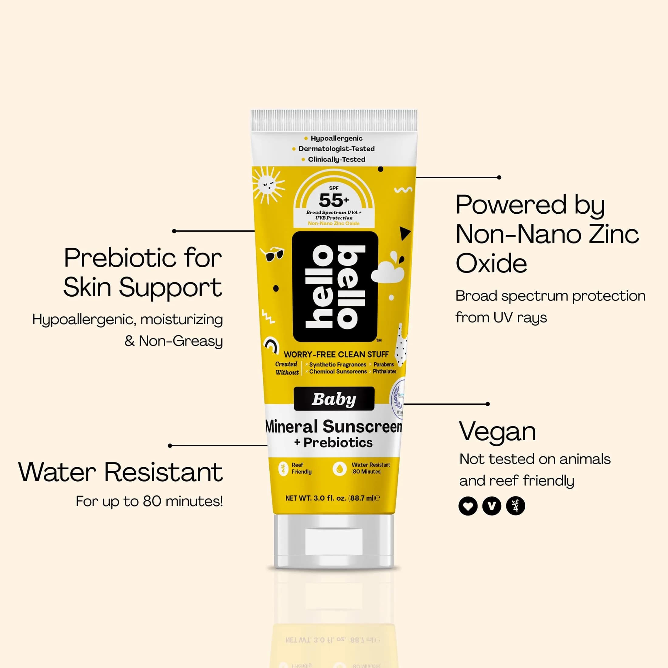 Hello Bello Baby Mineral Sunscreen Lotion SPF 55+ 88ml (3oz) | Dermatologist Tested & Reef-Friendly - view 7