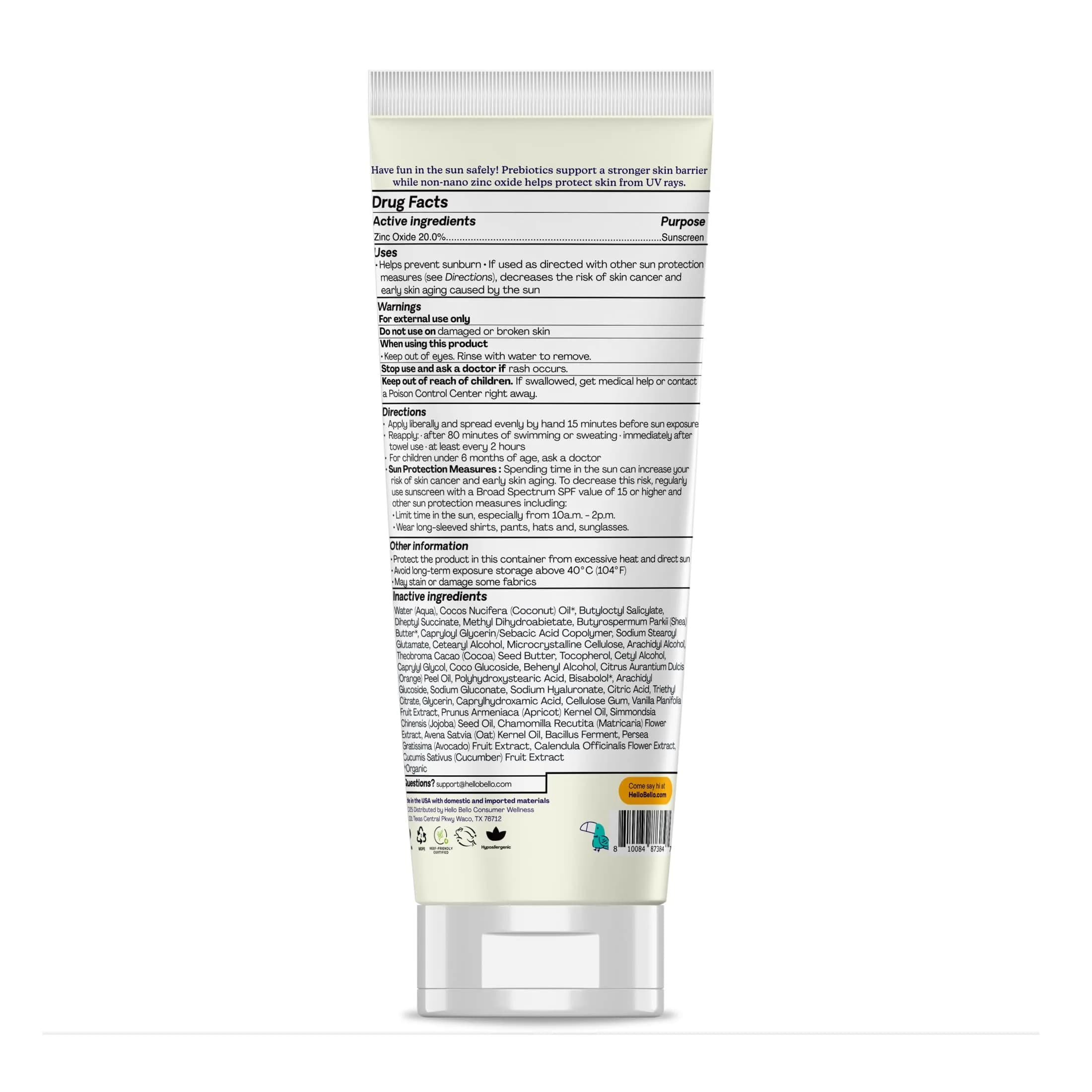 Hello Bello Baby Mineral Sunscreen Lotion SPF 55+ 88ml (3oz) | Dermatologist Tested & Reef-Friendly - view 2