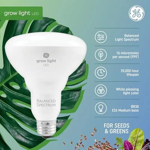 GE Grow Lights for Indoor Plants BR30 LED Bulb 9W (0.32 oz) | Balanced Spectrum for Seeds & Greens thumbnail 2