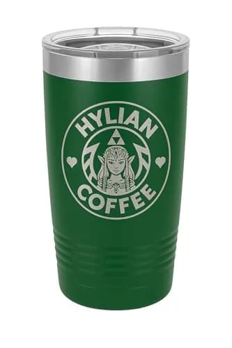 Hat Shark 20 oz Drinking Cup Princess Green | Laser Engraved Water Tumbler for Hot & Cold Drinks thumbnail 1