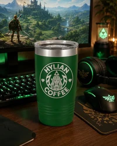 Hat Shark 20 oz Drinking Cup Princess Green | Laser Engraved Water Tumbler for Hot & Cold Drinks thumbnail 5