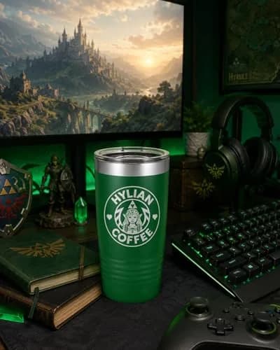 Hat Shark 20 oz Drinking Cup Princess Green | Laser Engraved Water Tumbler for Hot & Cold Drinks thumbnail 8