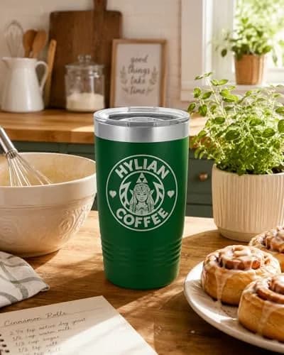 Hat Shark 20 oz Drinking Cup Princess Green | Laser Engraved Water Tumbler for Hot & Cold Drinks thumbnail 9