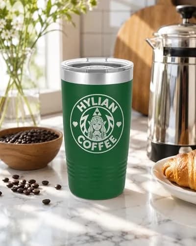 Hat Shark 20 oz Drinking Cup Princess Green | Laser Engraved Water Tumbler for Hot & Cold Drinks thumbnail 2