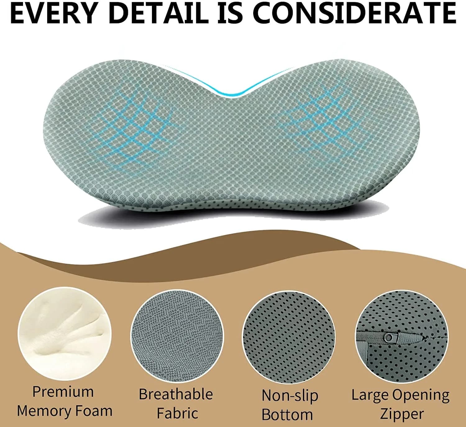 Livtribe Ergonomic Car Seat Cushion with Memory Foam | 43.4cm (17.1" L) x 26.7cm (10.5" W) x 8.9cm (3.5" H) - view 6