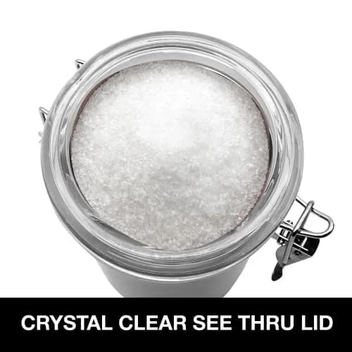 Oggi Stainless Steel Sugar Canister 62 fl oz | Airtight Clamp Lid, Clear See-Thru Top, Large Size 5" x 7.5" thumbnail 4