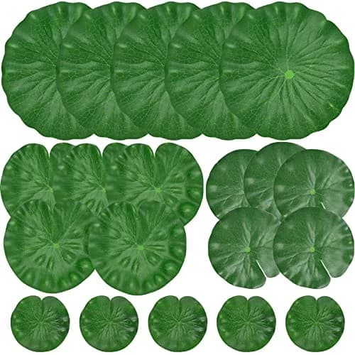 ZAUGONTW Artificial Lily Pads for Ponds, 20 Pcs Realistic Floating Lotus Leaves | Green EVA Aquarium Decor thumbnail 1