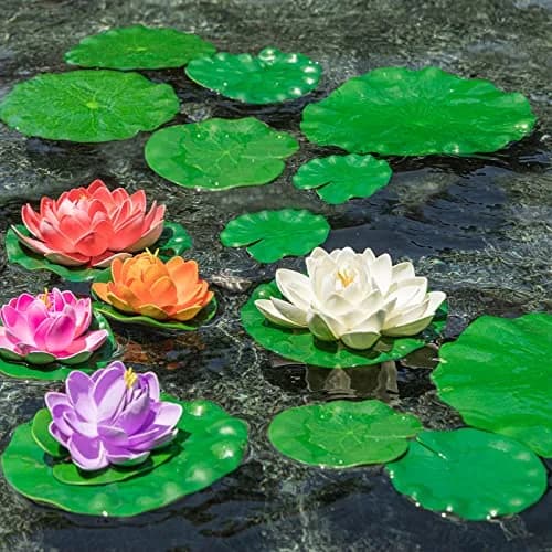 ZAUGONTW Artificial Lily Pads for Ponds, 20 Pcs Realistic Floating Lotus Leaves | Green EVA Aquarium Decor thumbnail 4