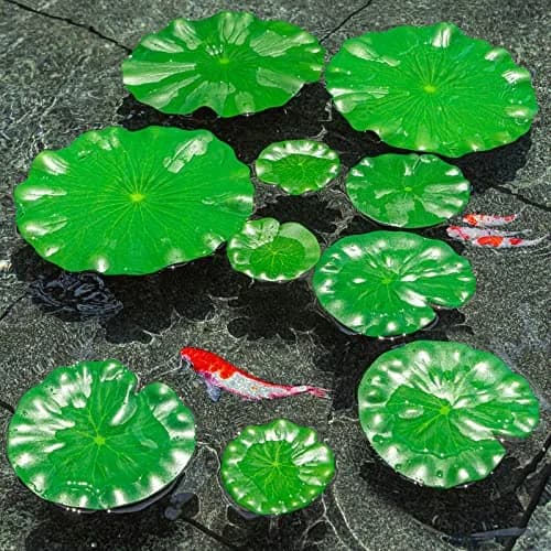 ZAUGONTW Artificial Lily Pads for Ponds, 20 Pcs Realistic Floating Lotus Leaves | Green EVA Aquarium Decor thumbnail 5