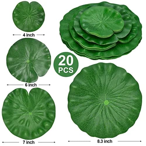 ZAUGONTW Artificial Lily Pads for Ponds, 20 Pcs Realistic Floating Lotus Leaves | Green EVA Aquarium Decor thumbnail 6