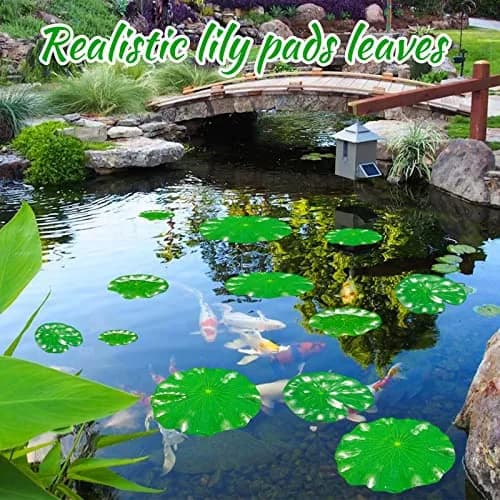 ZAUGONTW Artificial Lily Pads for Ponds, 20 Pcs Realistic Floating Lotus Leaves | Green EVA Aquarium Decor thumbnail 2