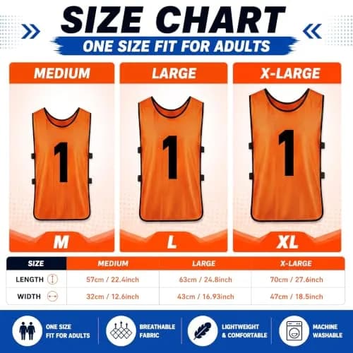 Yahenda 24 Pcs Soccer Pinnies Numbered Vests Adult, Large, Green, Orange | Reversible, Breathable & Easy to Maintain thumbnail 2