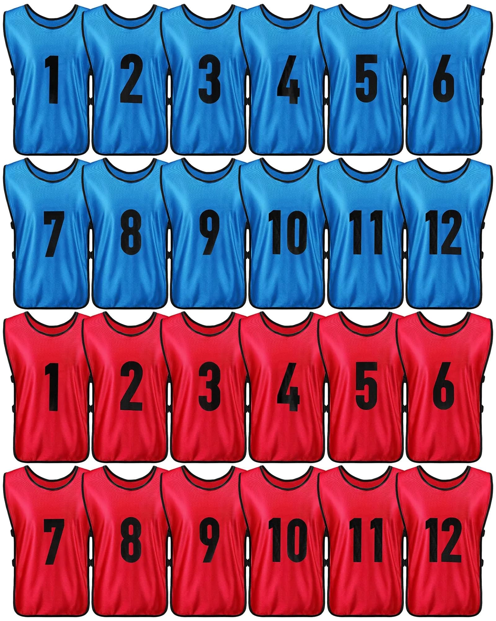 Yahenda 24 Pcs Soccer Pinnies Numbered Vests Large | Reversible Team Practice Jerseys