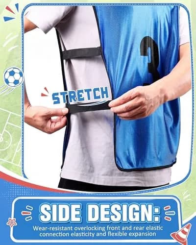 Yahenda 24 Pcs Soccer Pinnies Numbered Vests Large | Reversible Team Practice Jerseys thumbnail 5