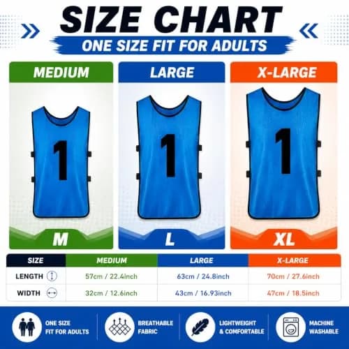 Yahenda 24 Pcs Soccer Pinnies Numbered Vests Large | Reversible Team Practice Jerseys thumbnail 2