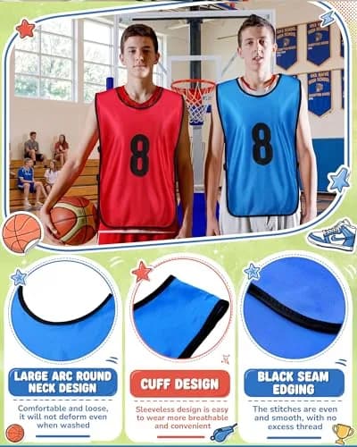 Yahenda 24 Pcs Soccer Pinnies Numbered Vests Large | Reversible Team Practice Jerseys thumbnail 3