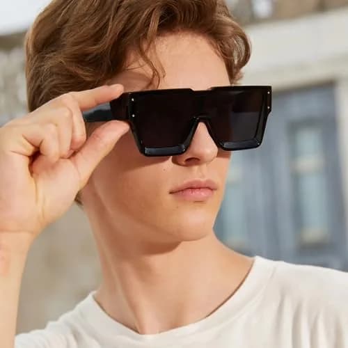 KENBO Oversized Square Sunglasses for Women Men, Rimless Shield Style | UV400 Polarized Protection thumbnail 2