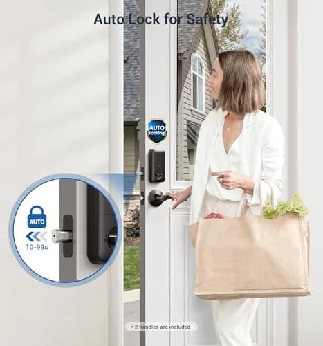 Veise Fingerprint Door Lock with 2 Lever Handles | Auto Lock & Biometric Security (70-120 chars) thumbnail 5