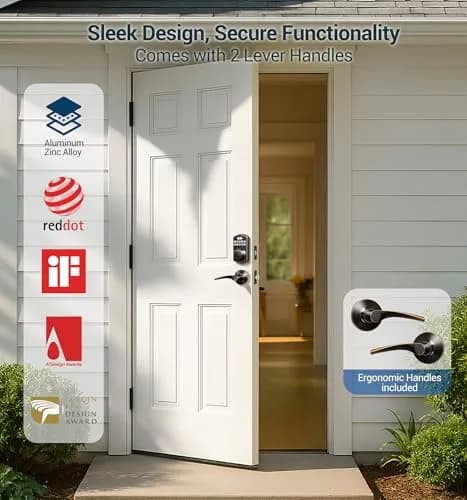 Veise Fingerprint Door Lock with 2 Lever Handles | Auto Lock & Biometric Security (70-120 chars) thumbnail 7