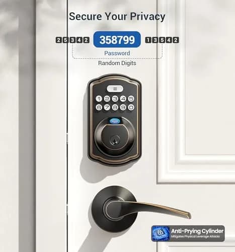 Veise Fingerprint Door Lock with 2 Lever Handles | Auto Lock & Biometric Security (70-120 chars) thumbnail 8