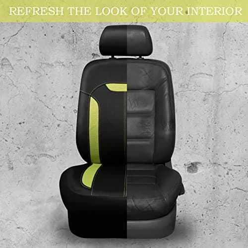 CAR PASS 3D Air Mesh in Cloth Leather Grain Breathable Car Seat Covers Full Set, Universal Fit, Black Green | Airbag Compatible & Easy Install thumbnail 6