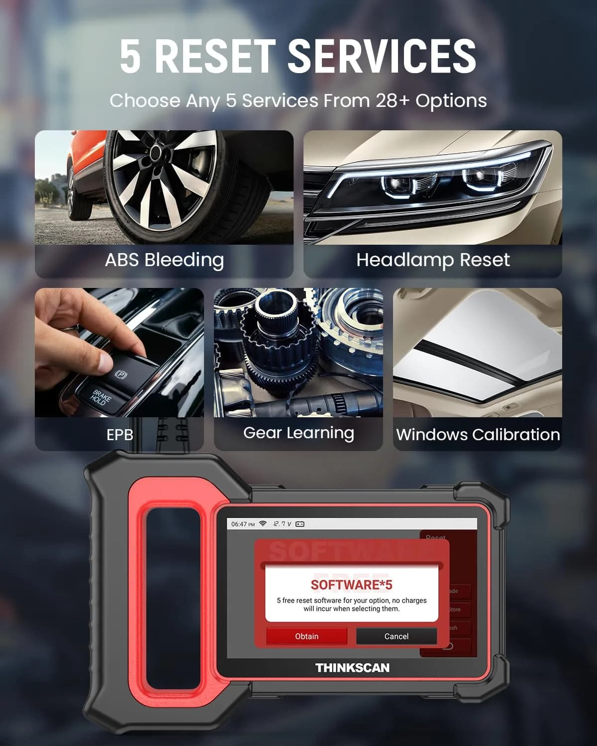 Thinkcar ThinkScan Plus S4 OBD2 Scanner | ABS, SRS, ECM, TCM, BCM, AC, IC System Diagnostic Tool with 3 Special Services - view 3