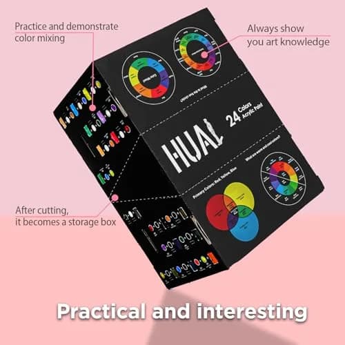 HUAL Acrylic Paint Set With 5 Brushes, 24 Colors 60ml (2 fl oz) | ASTM D-4236 Certified Non-Toxic thumbnail 6
