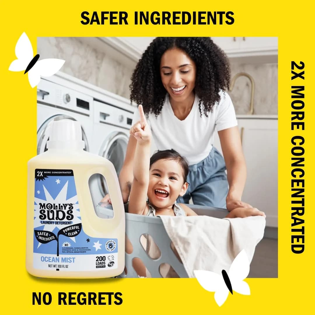 Molly's Suds Liquid Laundry Detergent Ocean Mist Concentrated HE Formula | Simple Ingredients for Sensitive Skin - view 3