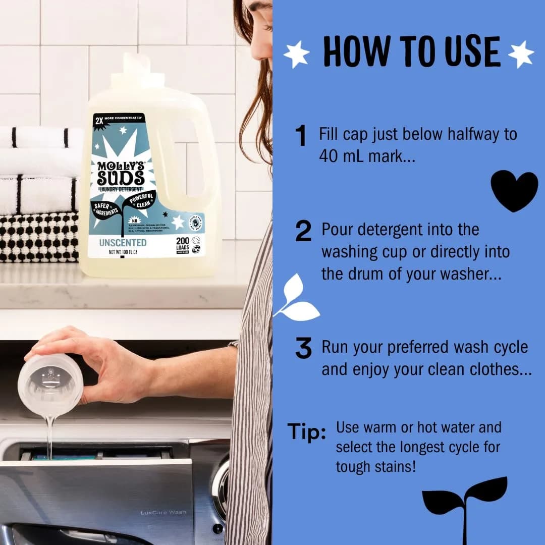 Molly's Suds Liquid Laundry Detergent Ocean Mist Concentrated HE Formula | Simple Ingredients for Sensitive Skin - view 5