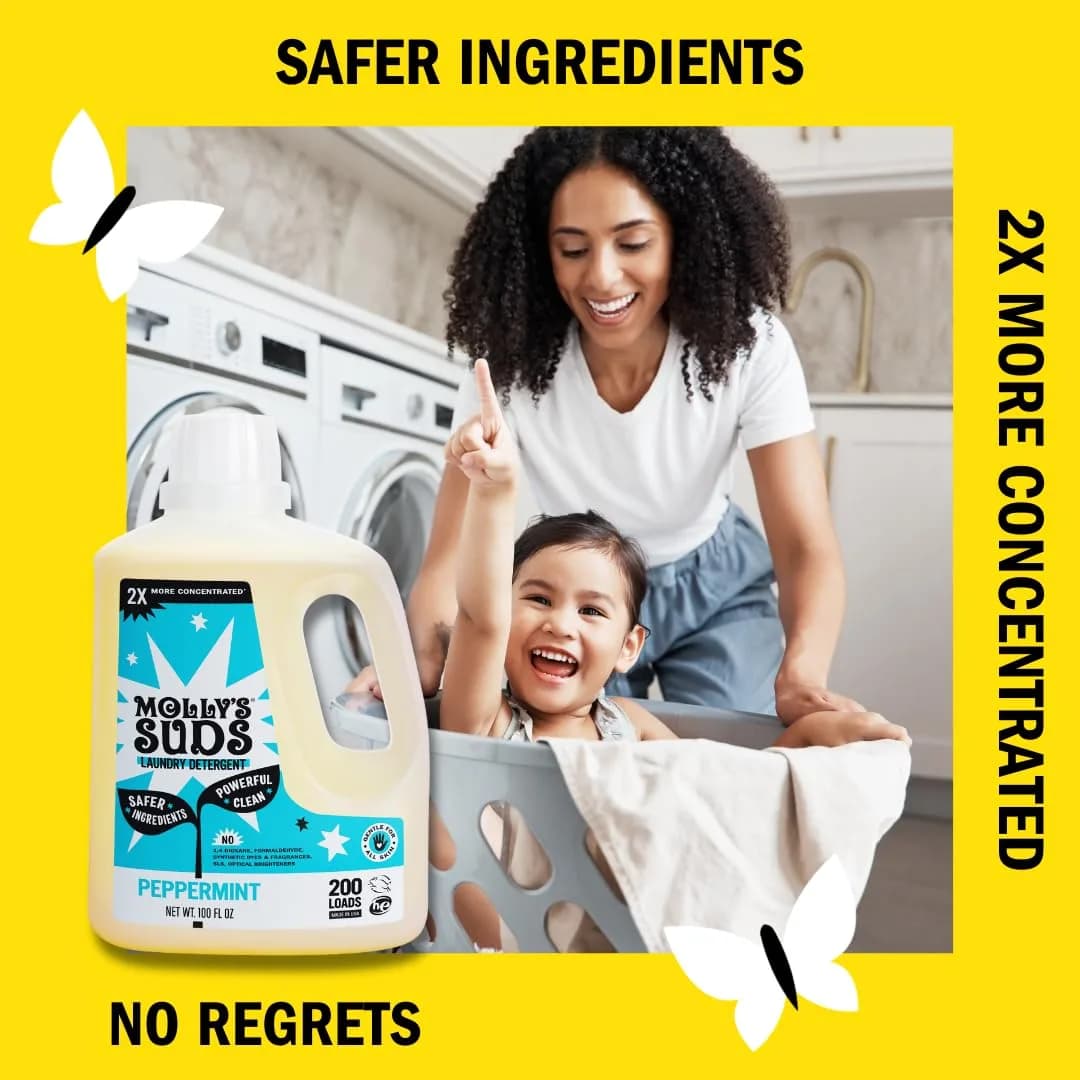 Molly's Suds Peppermint Liquid Laundry Detergent | Concentrated for Sensitive Skin | 1540ml (52 fl oz) (100 Loads) - view 3