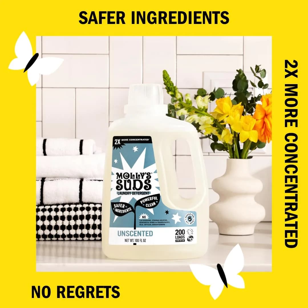 Molly's Suds Unscented Liquid Laundry Detergent Ocean Mist Concentrated HE Formula for Sensitive Skin | 52 Fl Oz - view 3