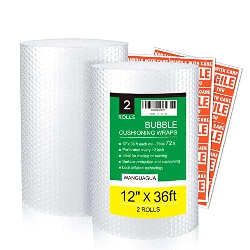WANGUAGUA Bubble Packing Wrap 2 Pack 12 Inch x 72 ft | Multi-layer Cushioning for Moving & Shipping thumbnail 7