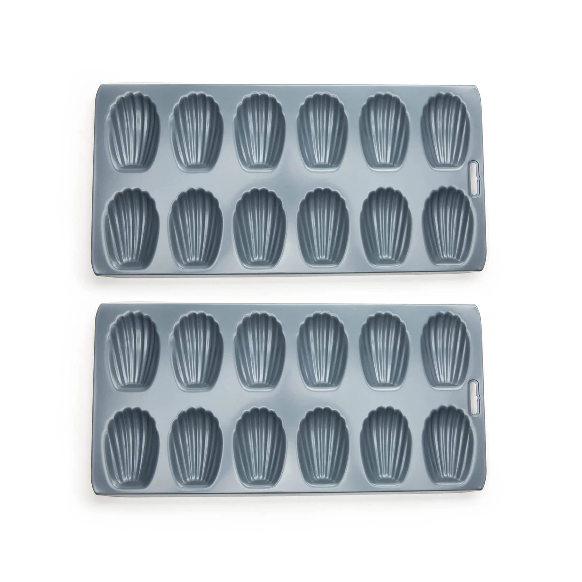 Fox Run Non-Stick Madeleine Pan, Carbon Steel, 12-Cup | Shell-Shaped Baking Mold for French Madeleines — Grey Non-Stick / Standard, 12 Cups, Pans
